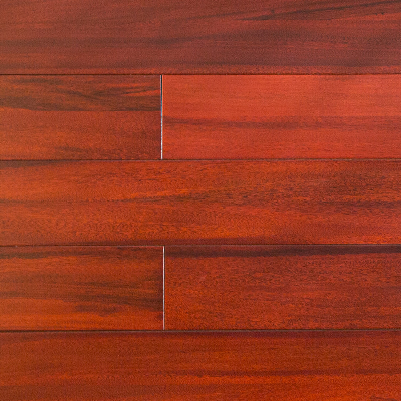 Pavimenti in legno massello lucido Padauk rosso intenso marrone intenso