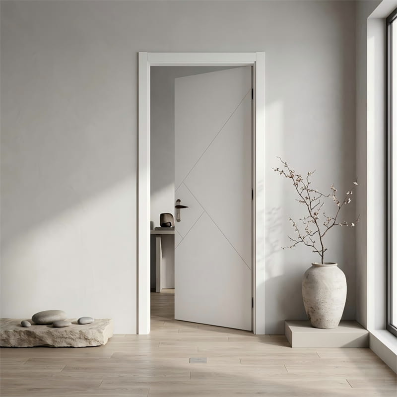 Porta impiallacciata in acero bianco puro