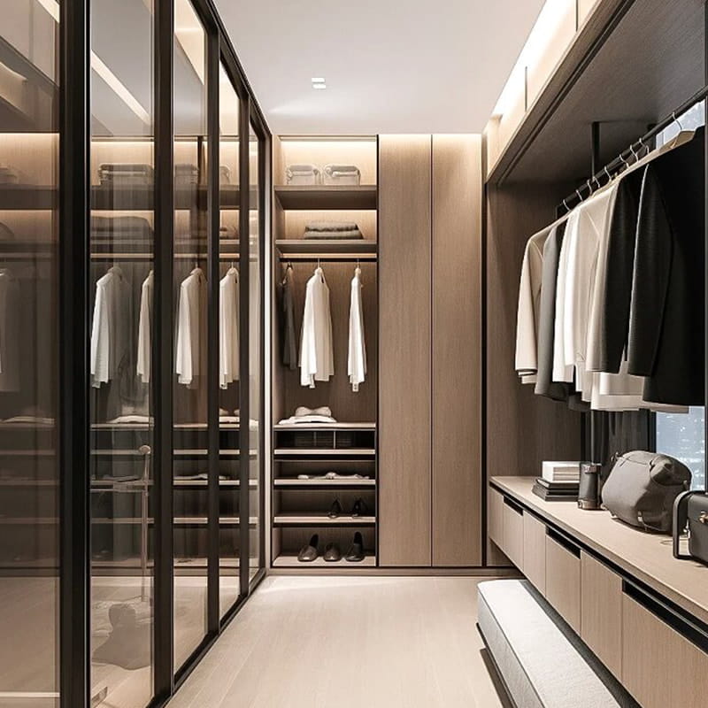 Cabina armadio panoramica su misura Bvlgari Dark Obsidian