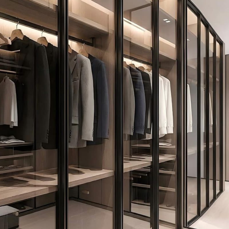 Cabina armadio panoramica su misura Bvlgari Dark Obsidian