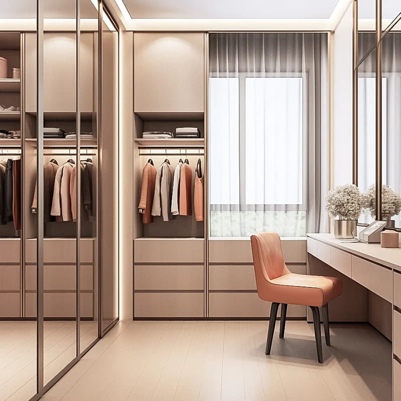 Cabina armadio illuminata minimalista Touch-Matte di Versailles